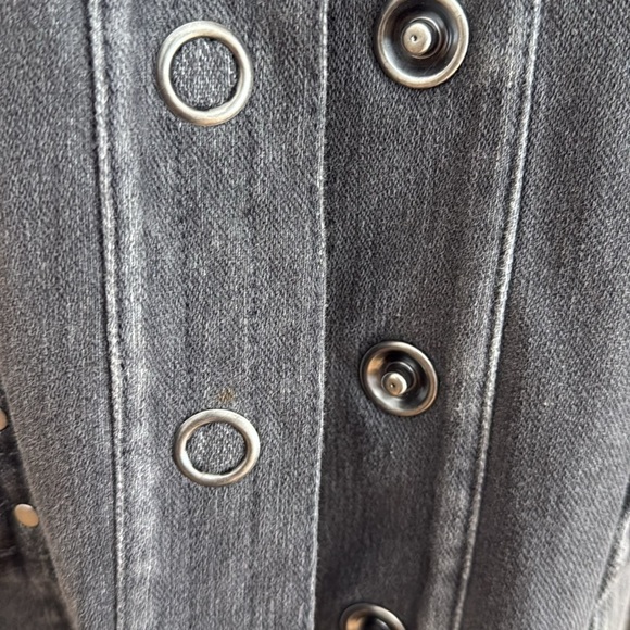 Coldwater Creek Knit Denim Jean Jacket Grey Soft Stretch Snap Petite Large PL - Picture 4 of 9